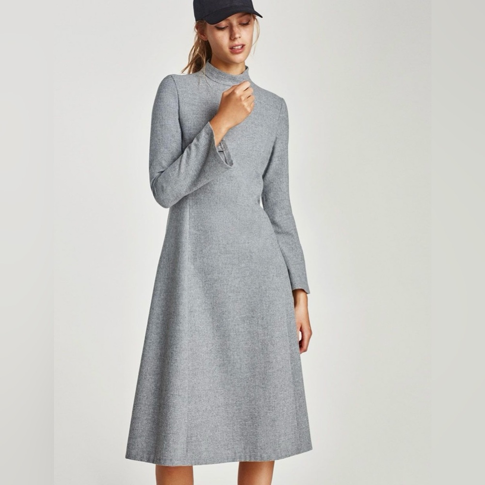 Zara Gray Long Sleeve Dress